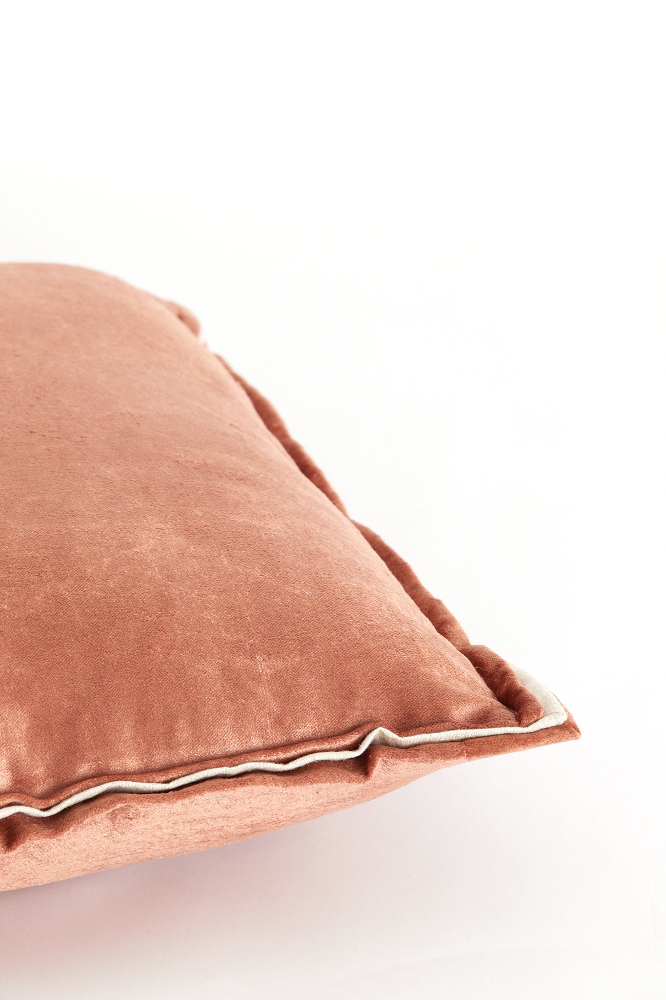 Baxley Dusty Pink Velvet & Natural Linen Square Cushion 45x45cm