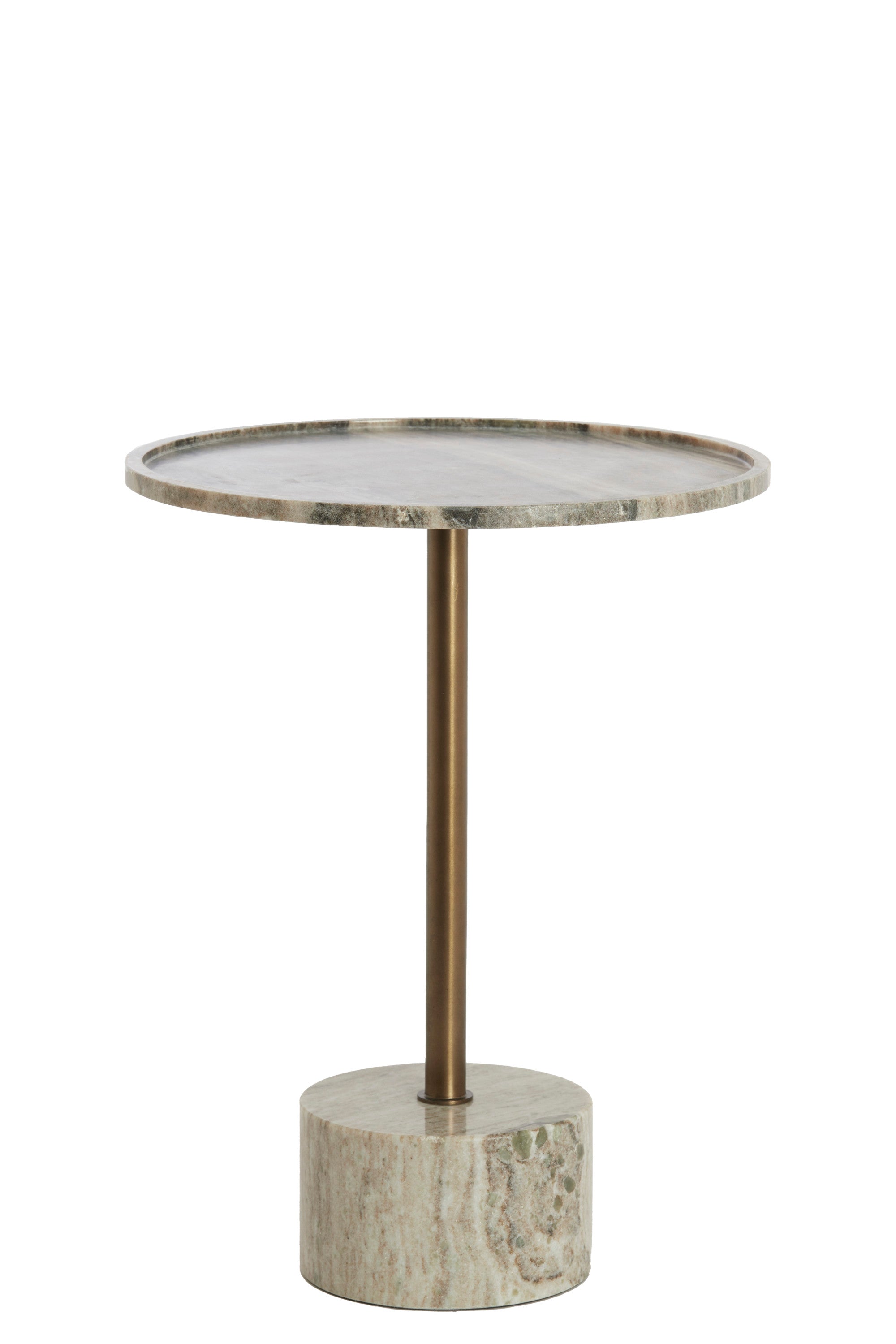 Civita Sand/Grey Marble & Brown Bronze Round Side Table 49cm