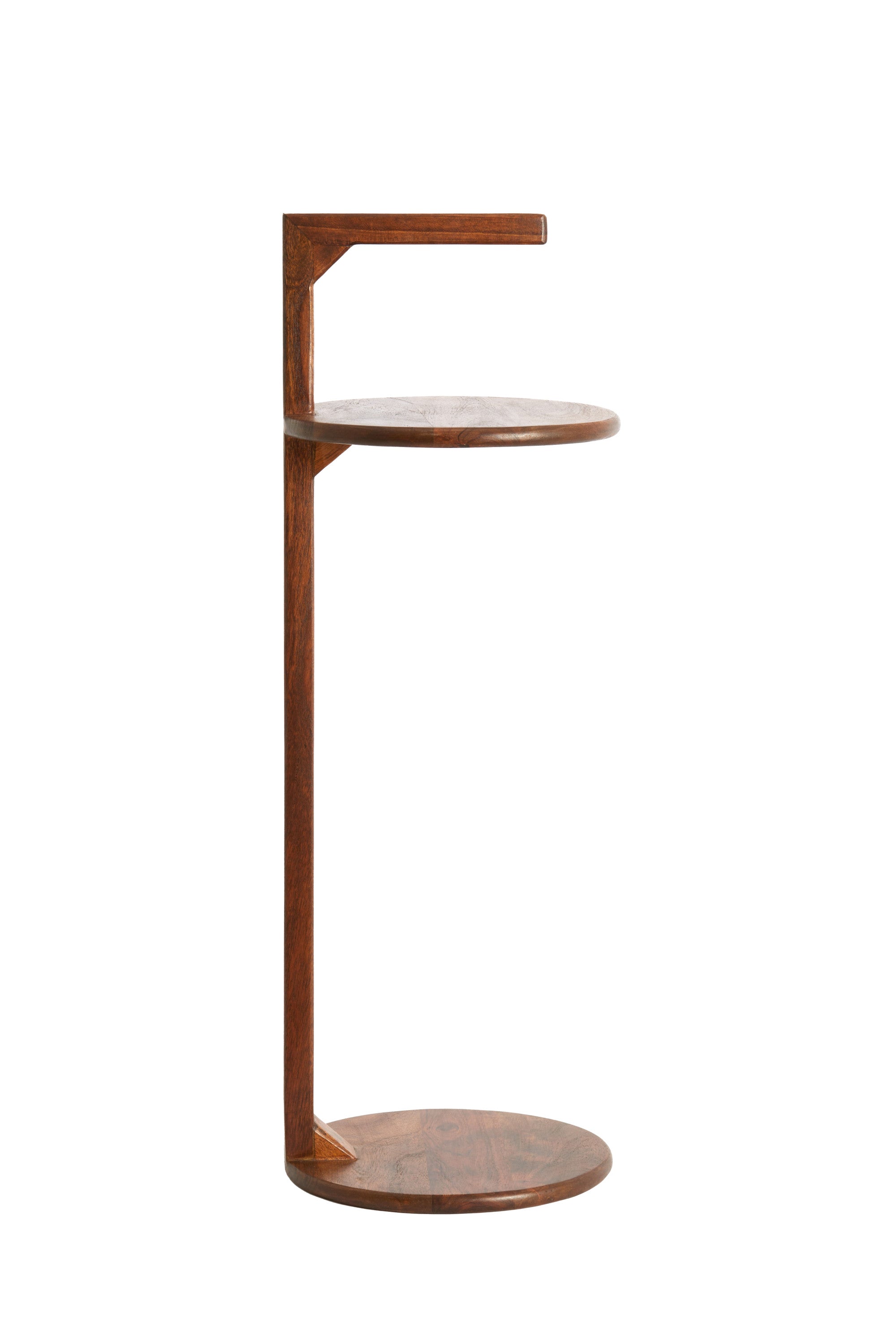 Delmino Brown Acacia Wood Round Side Table