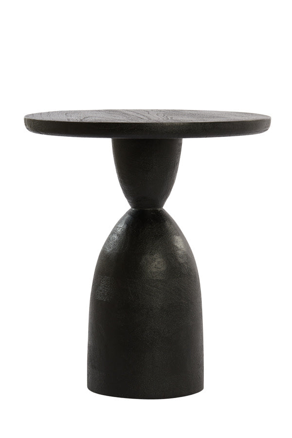 Torir Matt Black Mango Wood Round Side Table
