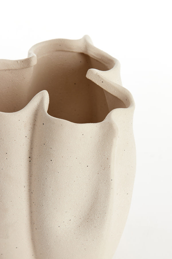 Sanguli Cream Fluted Ceramic Vase 19cm