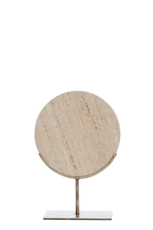 Moreno Sand Travertine & Brown Bronze Ornament on Stand 38.5cm