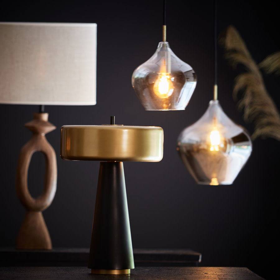 Rakel Antique Bronze & Smoked Glass Pendant Light 27cm