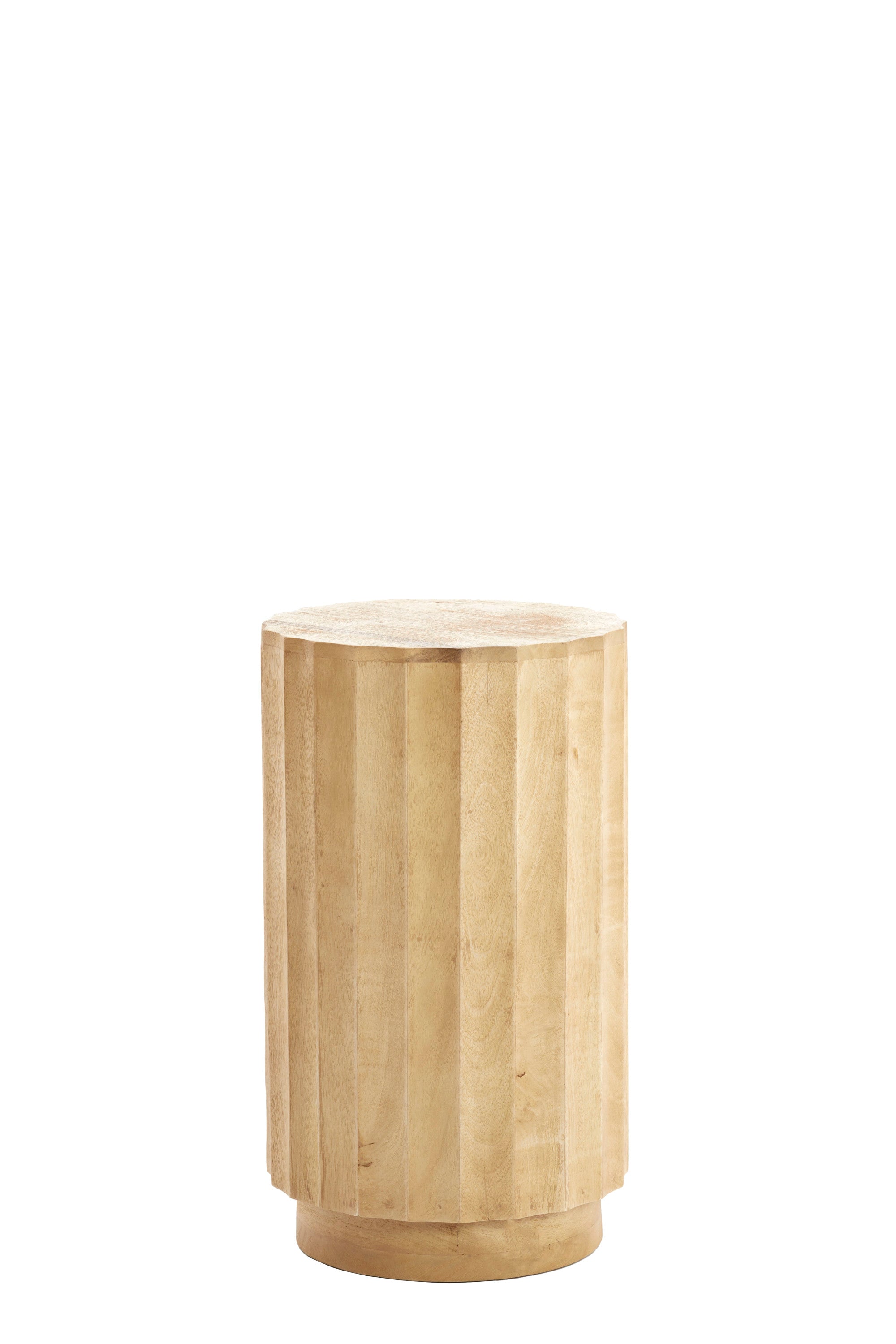 Ellena Matt Natural Wood Plinth Side Table 60cm