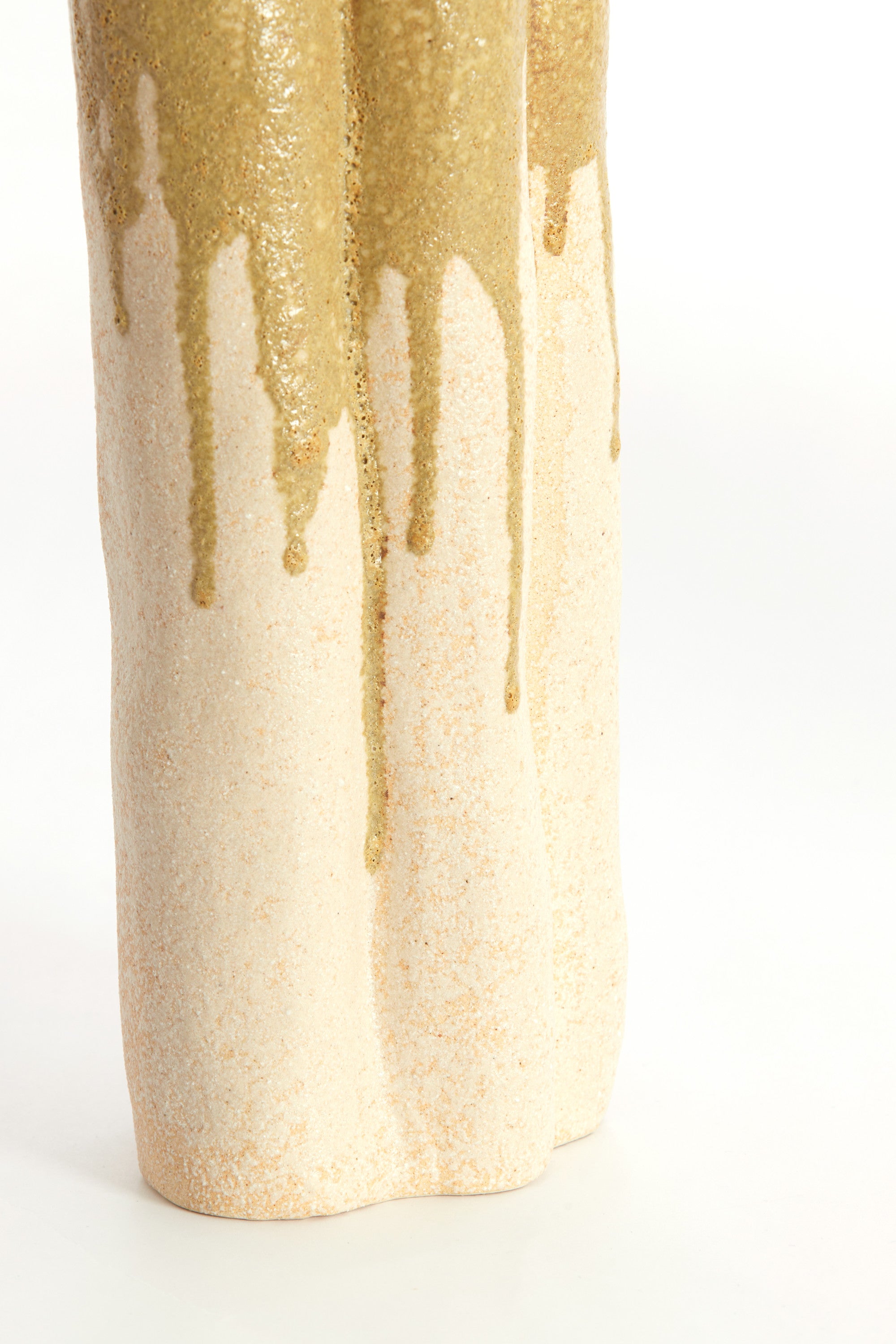Flovilla Cream & Olive Green Ceramic Vase 40cm