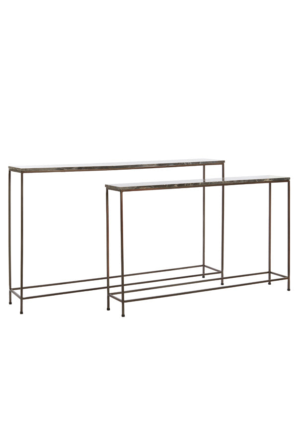 Morena Set of 2 Brown Marble Console Tables