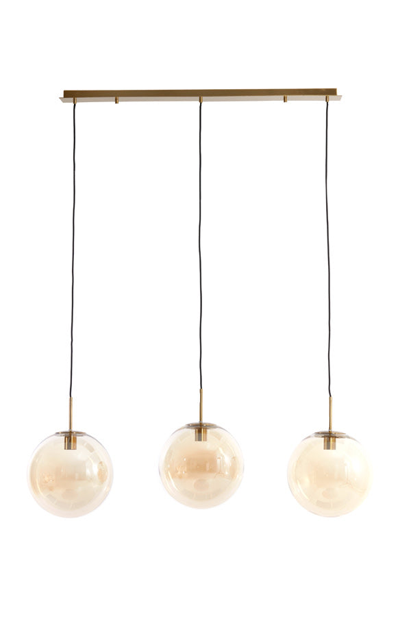 Medina Amber Glass & Gold 3 Light Pendant Light