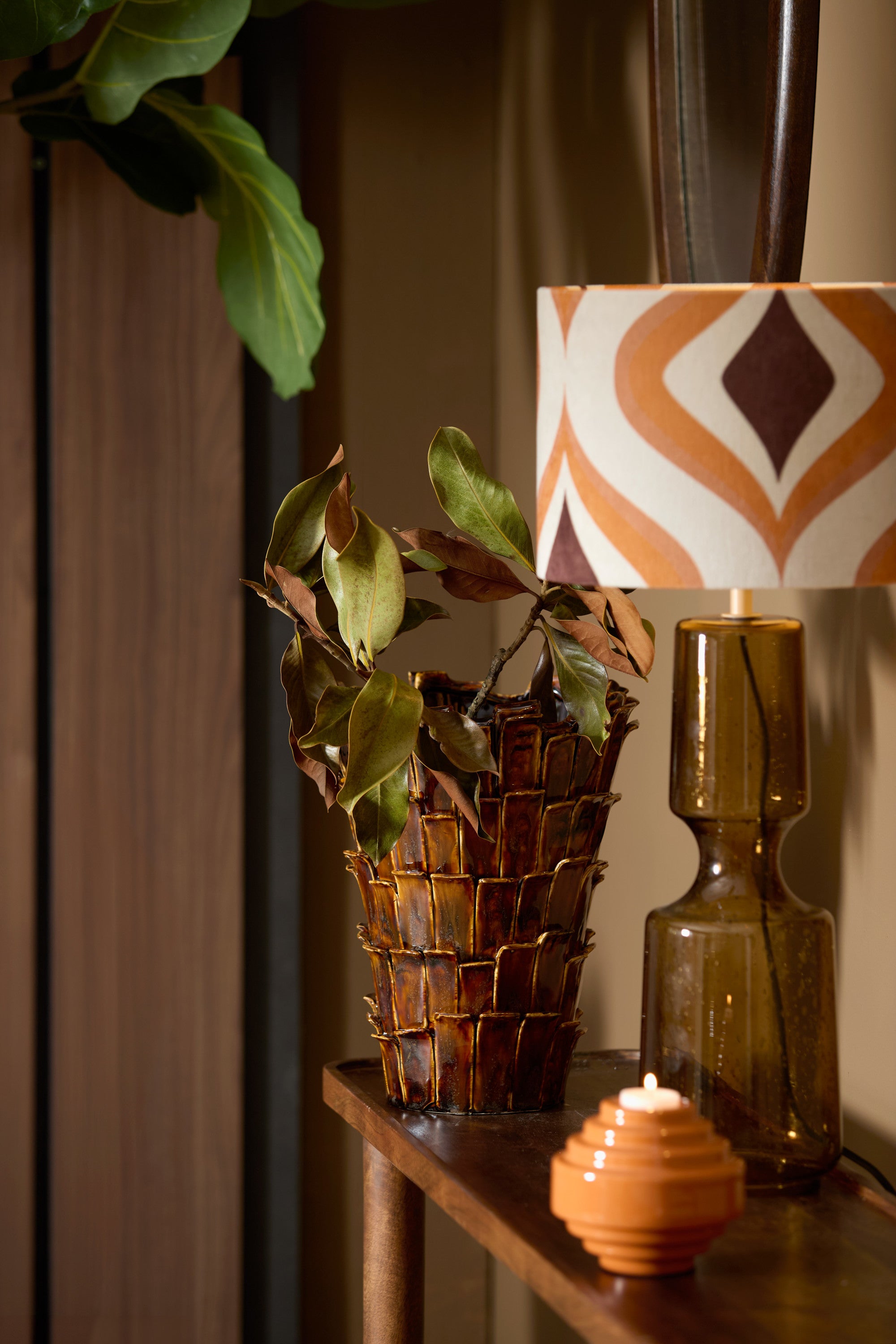 Banya Gloss Dark Brown Ceramic Vase 34cm