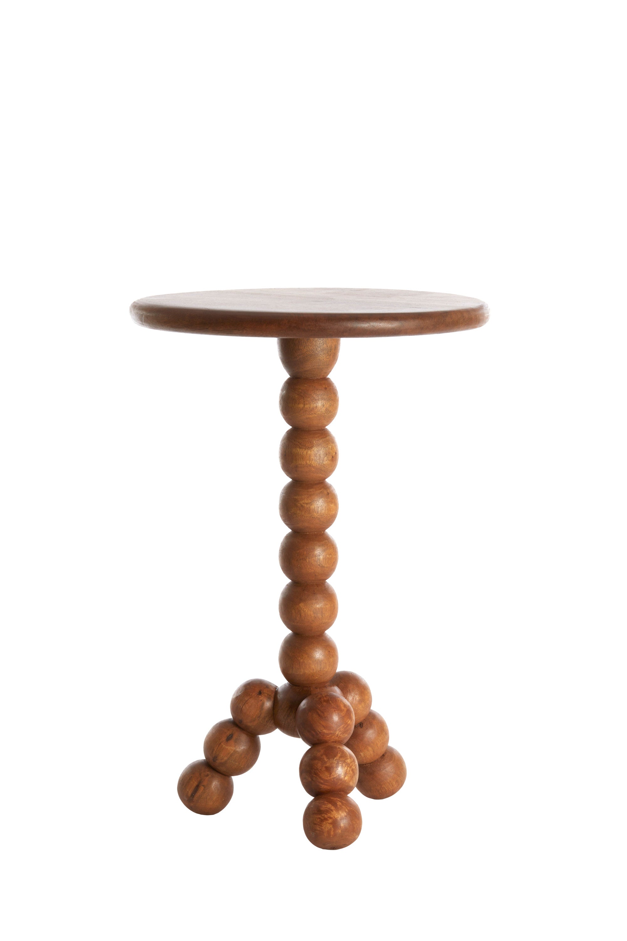 Veglio Oiled Brown Wood Round Side Table