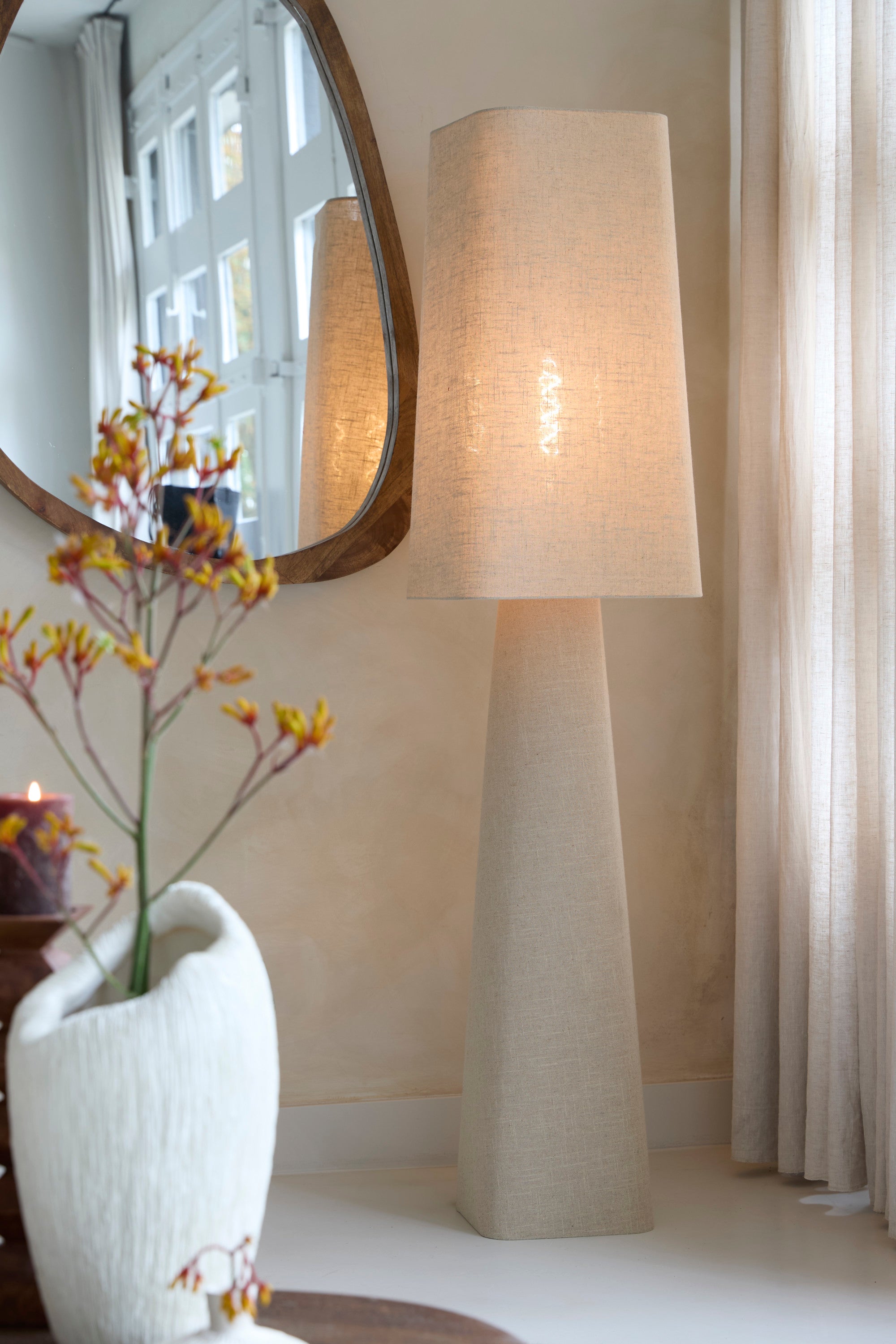 Mikko Natural Linen Floor Lamp