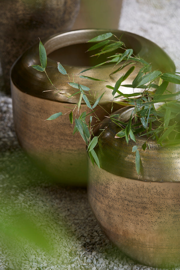 Louie Antique Gold Metal Decorative Planter 41cm