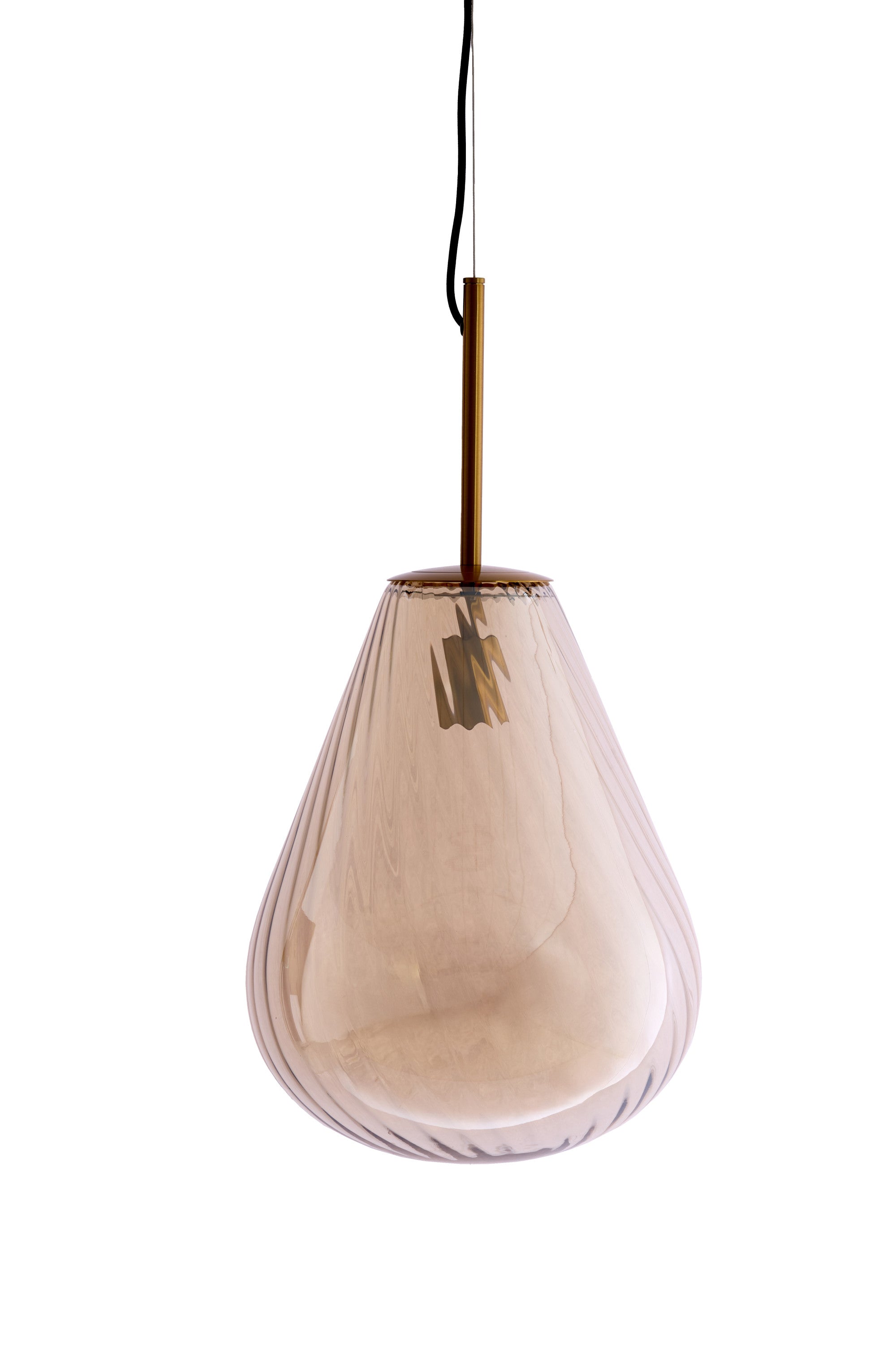 Leona Antique Bronze & Amber Glass Pendant Light 33cm