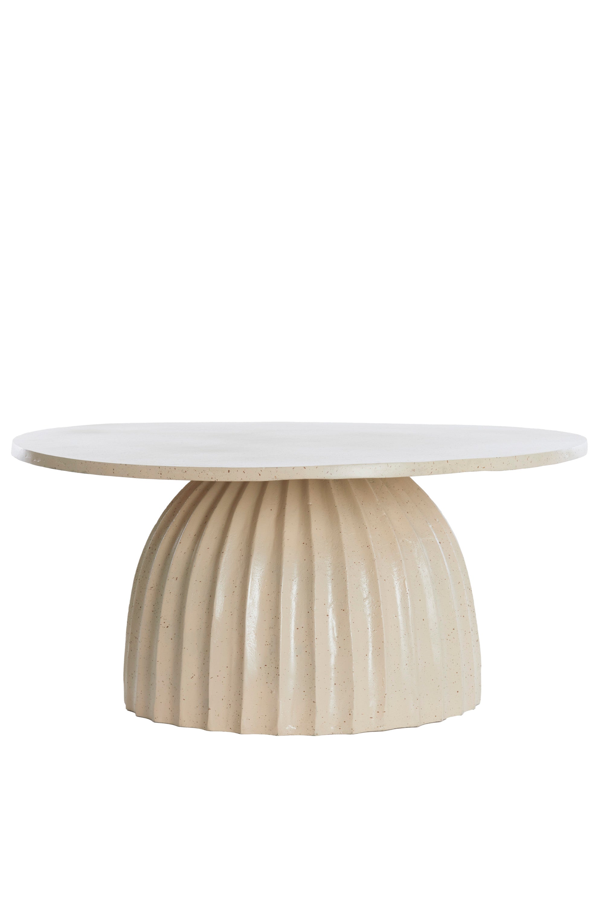 Veglia Matt Sand & Light Brown Spotted Fluted Metal Round Coffee Table