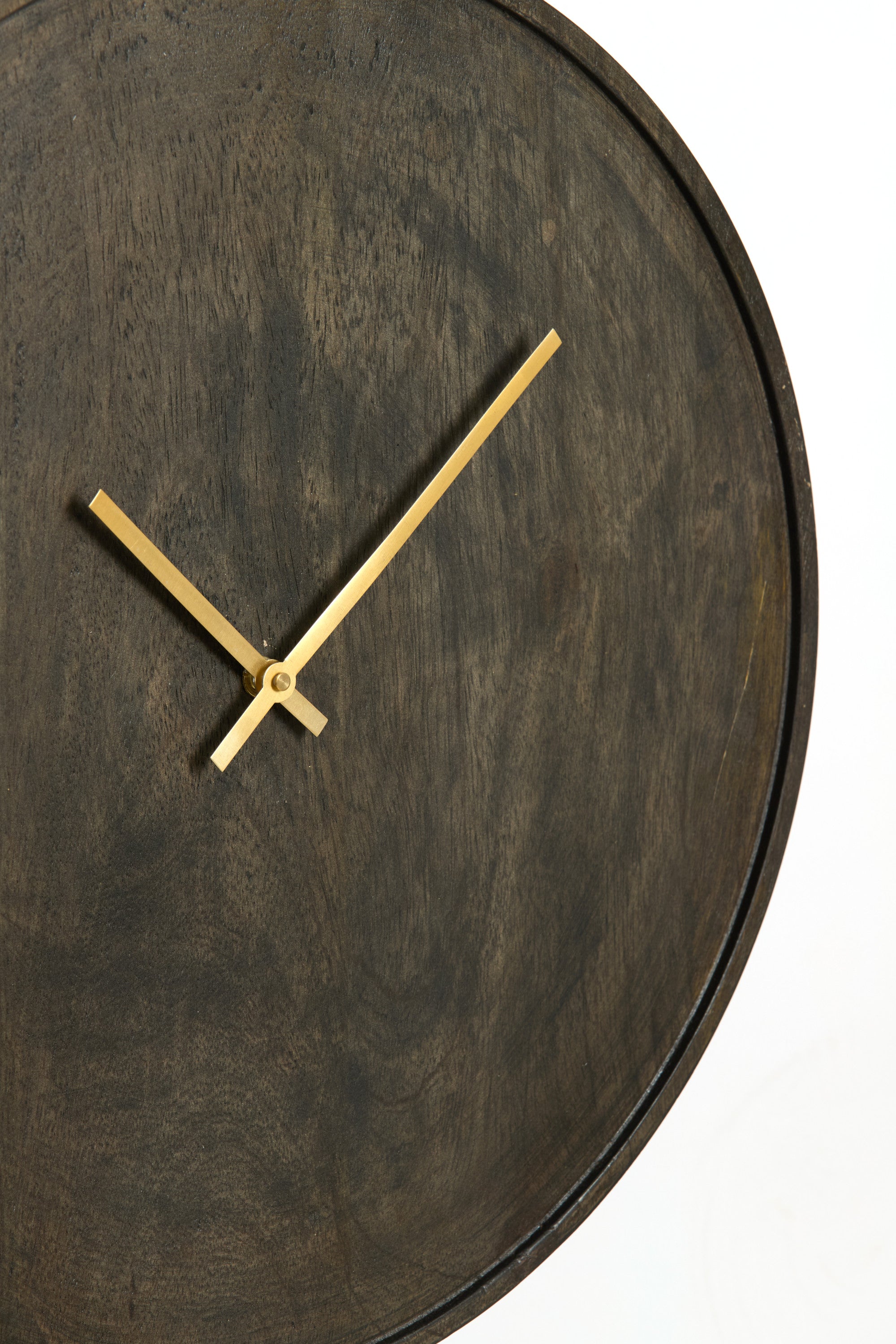 Veti Dark Brown Mango Wood & Gold Wall Clock 56cm