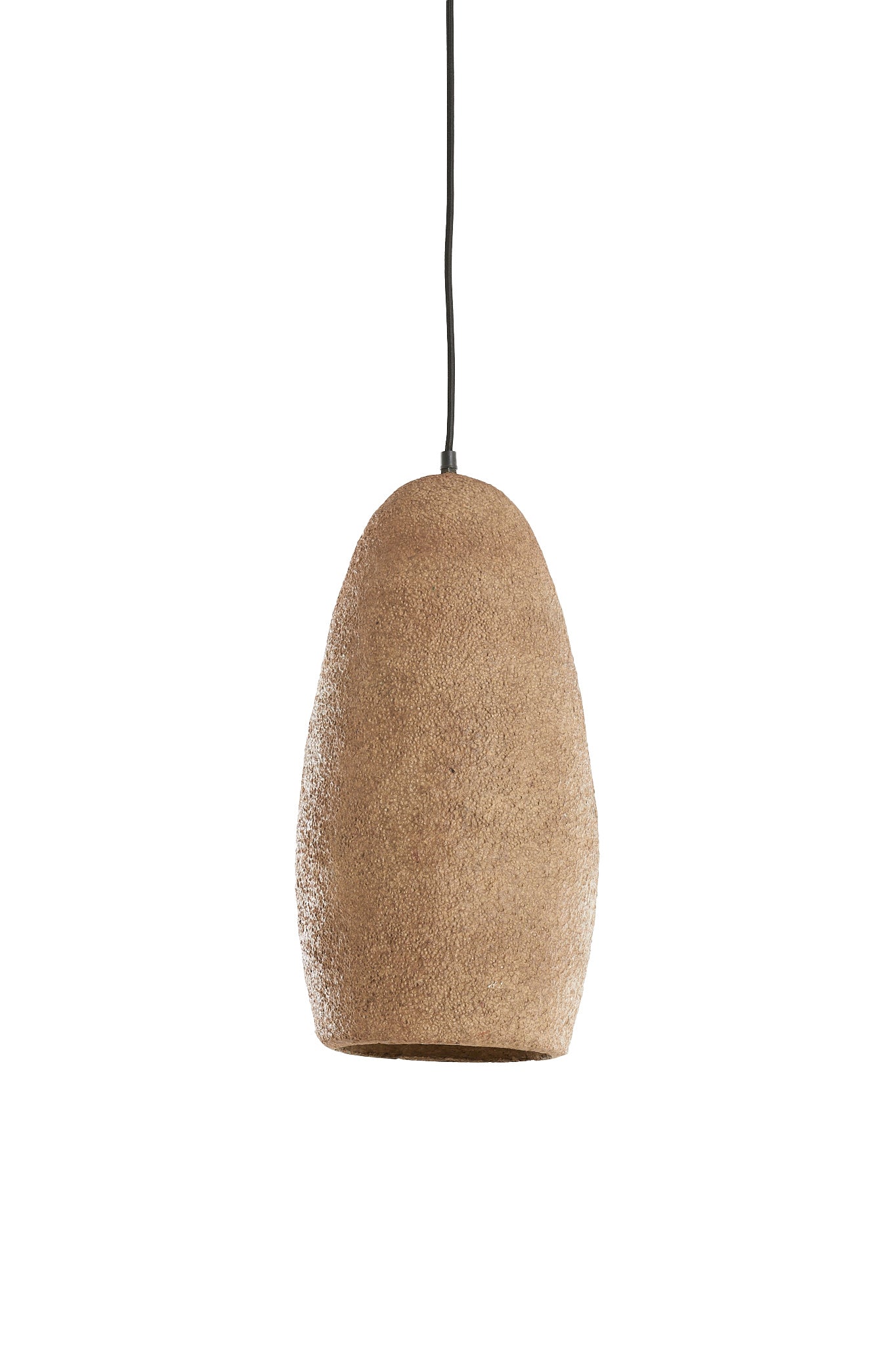 Divala Antique Dark Terracotta Papier Mâché Pendant Light 24cm