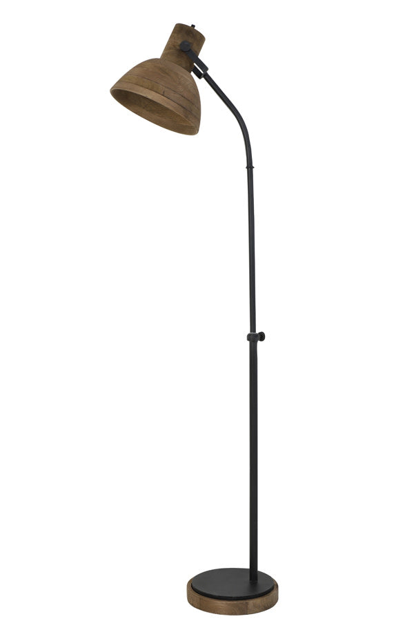 Imbert Brown Wood & Matt Black Floor Lamp