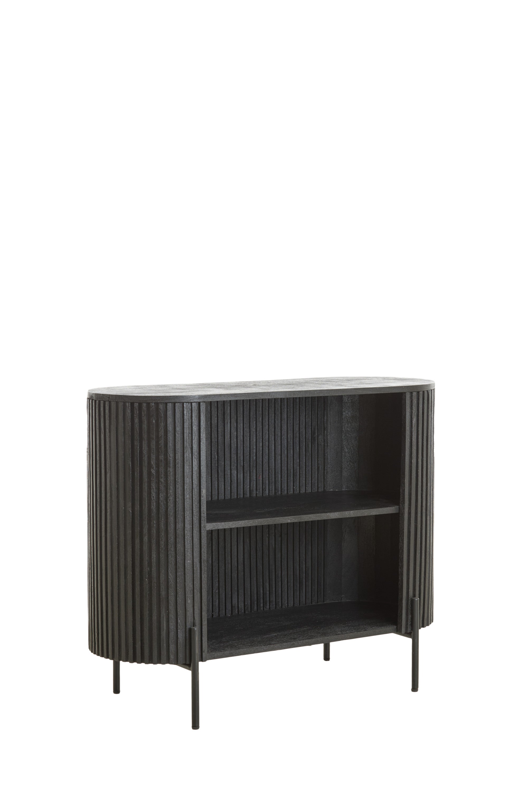 Dumosi Matt Black Wood Storage Cabinet 80cm