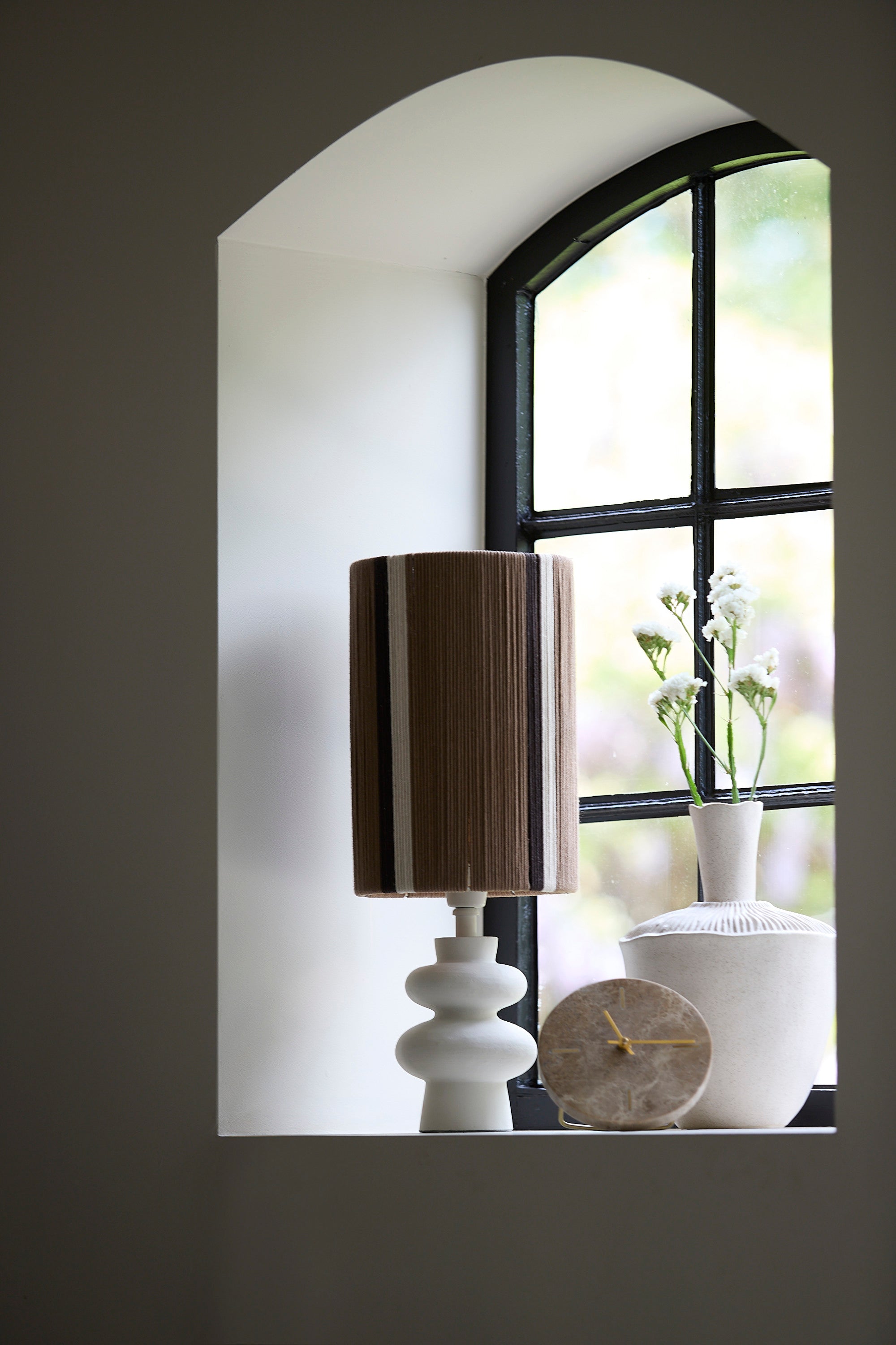 Jenay Sand Travertine Table Clock 20cm