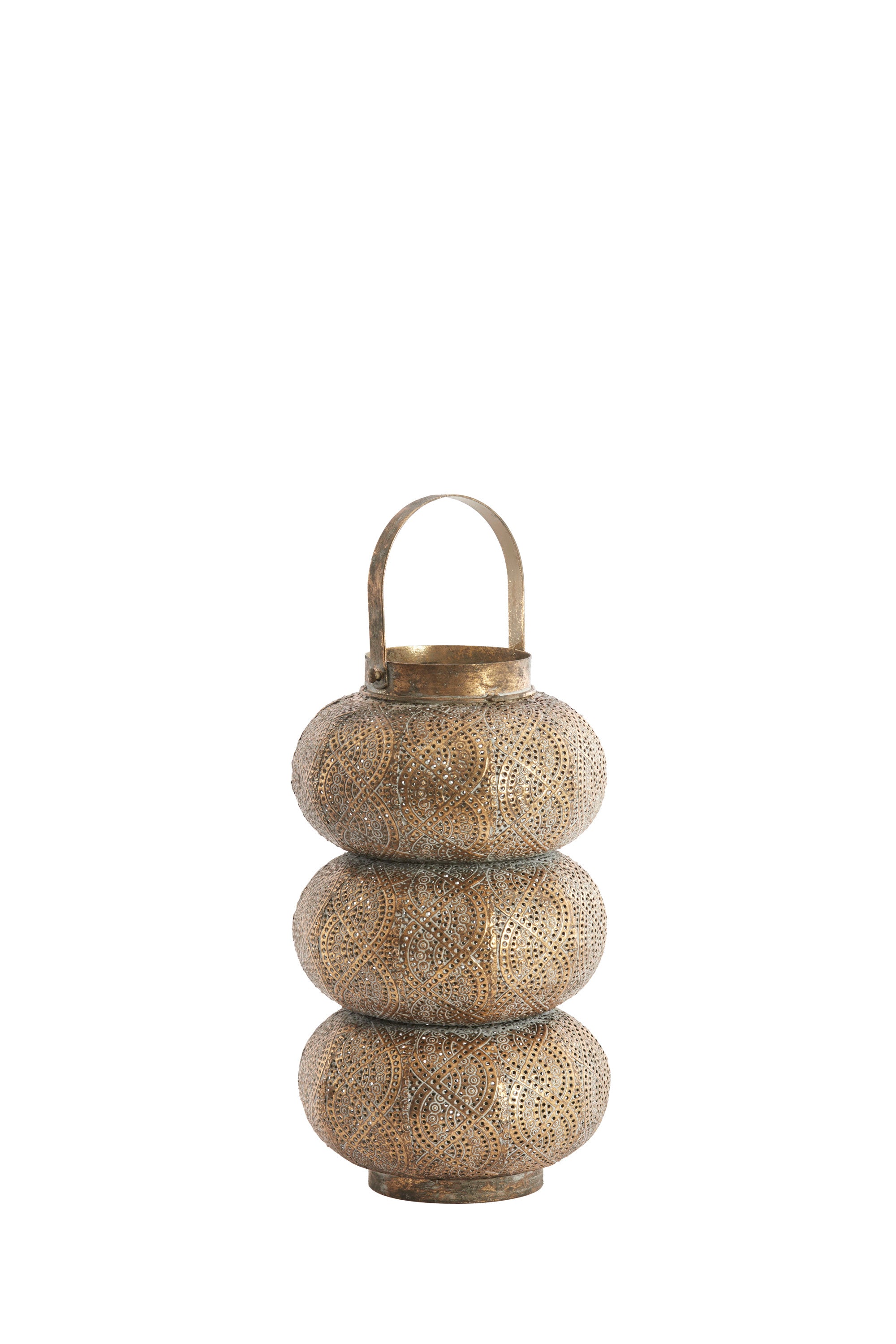 Kaito Brown Gold Metal Hurricane Candle Holder 45cm