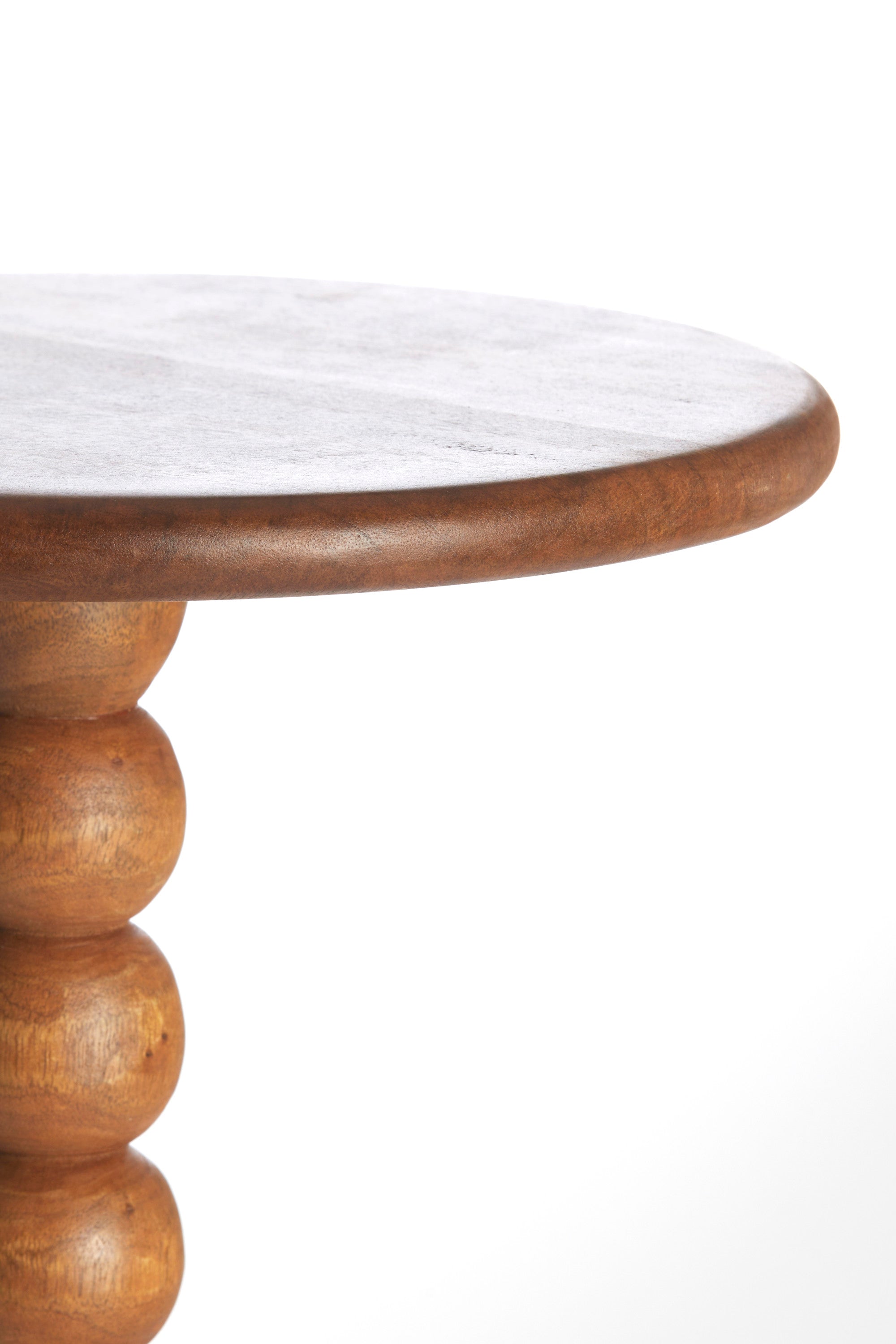 Veglio Oiled Brown Wood Round Side Table