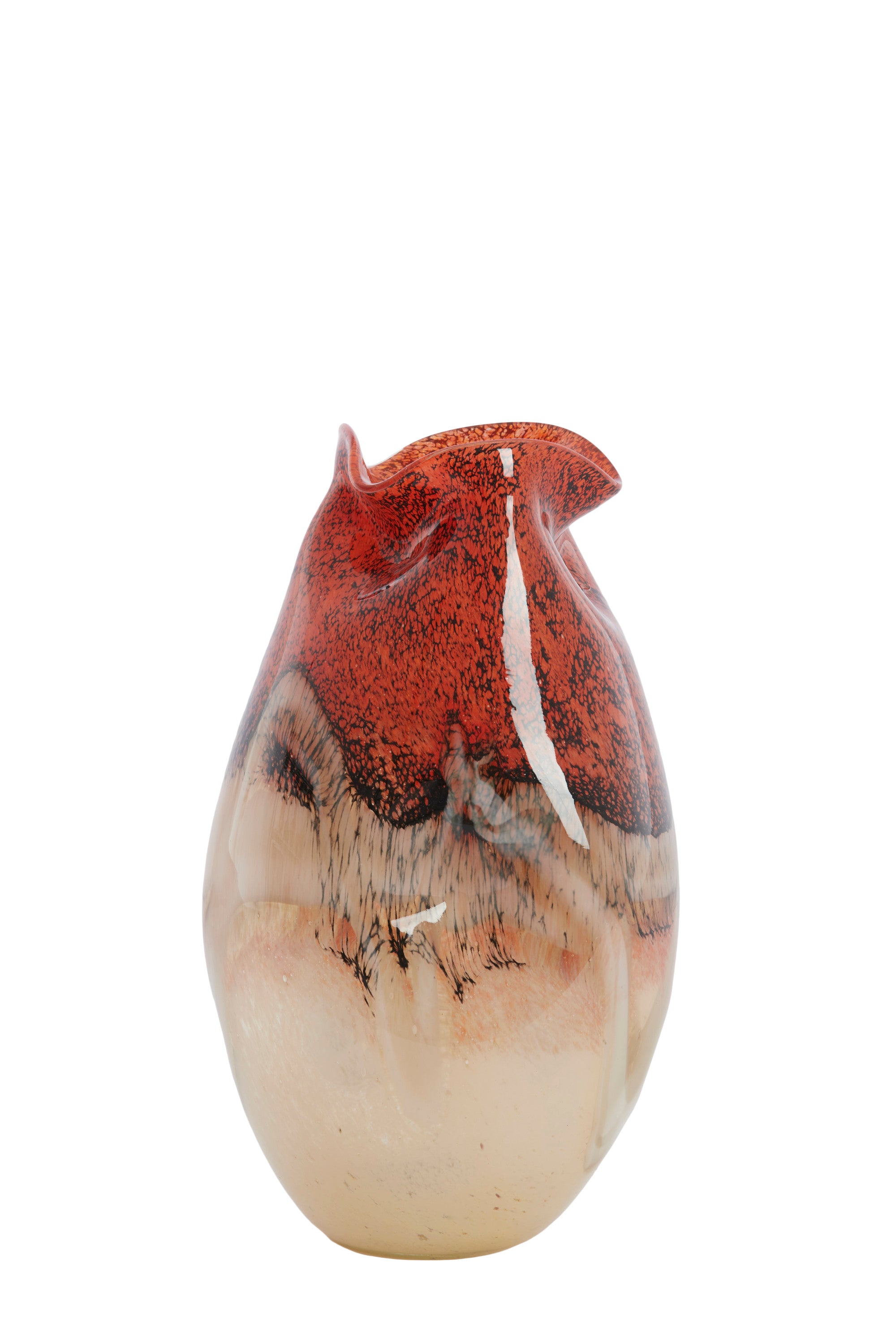 Jorien Red & Taupe Glass Vase 32cm