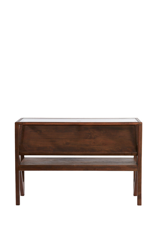 Yuki Dark Brown Acacia Wood & Glass Console Table