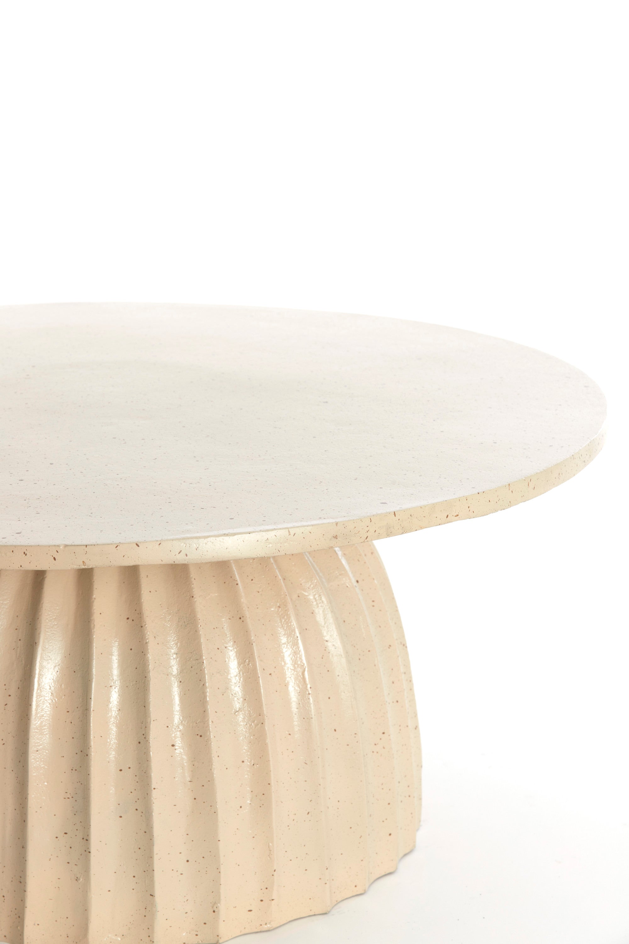 Veglia Matt Sand & Light Brown Spotted Fluted Metal Round Coffee Table