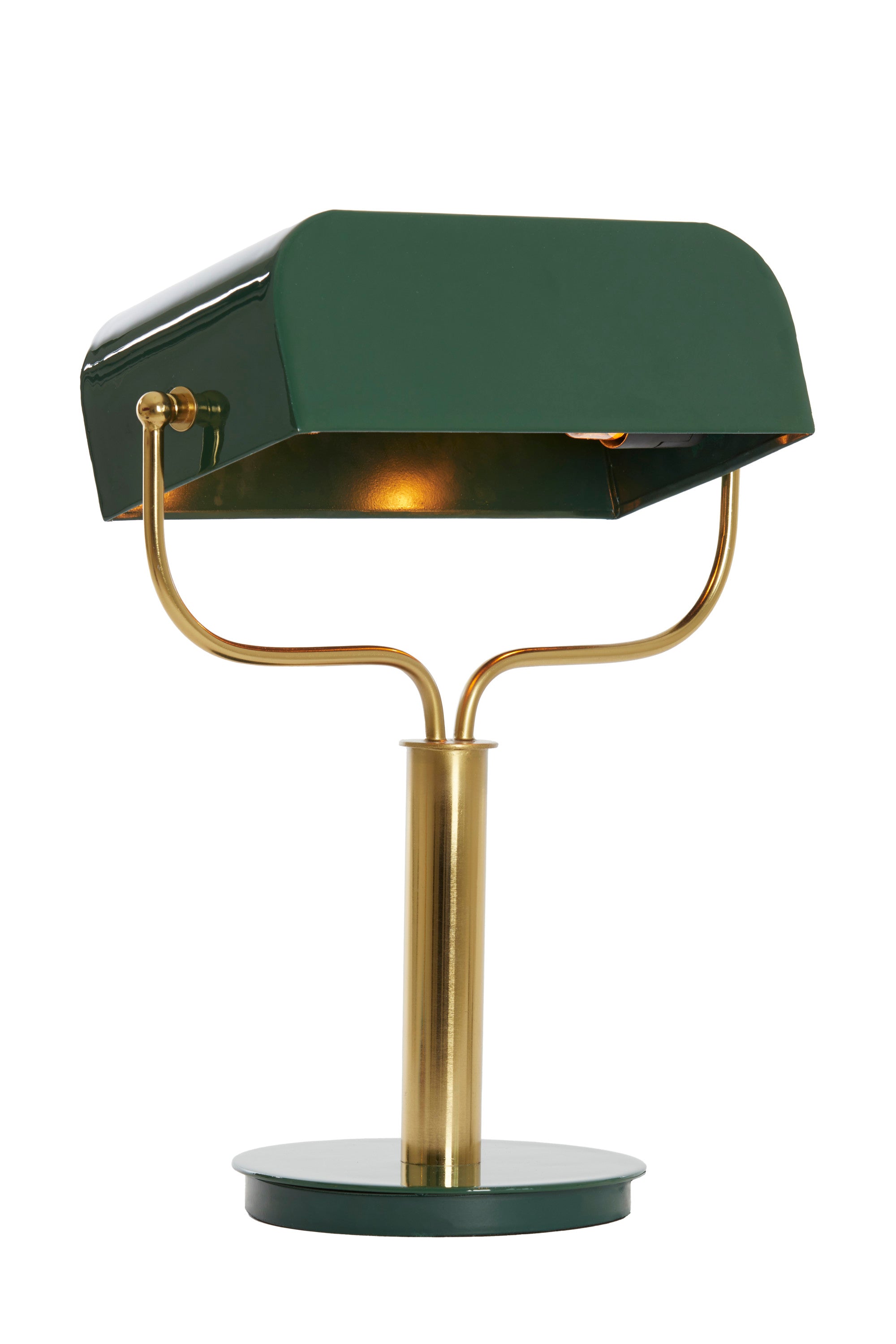 Ayer Gloss Dark Green & Gold Metal Table Lamp