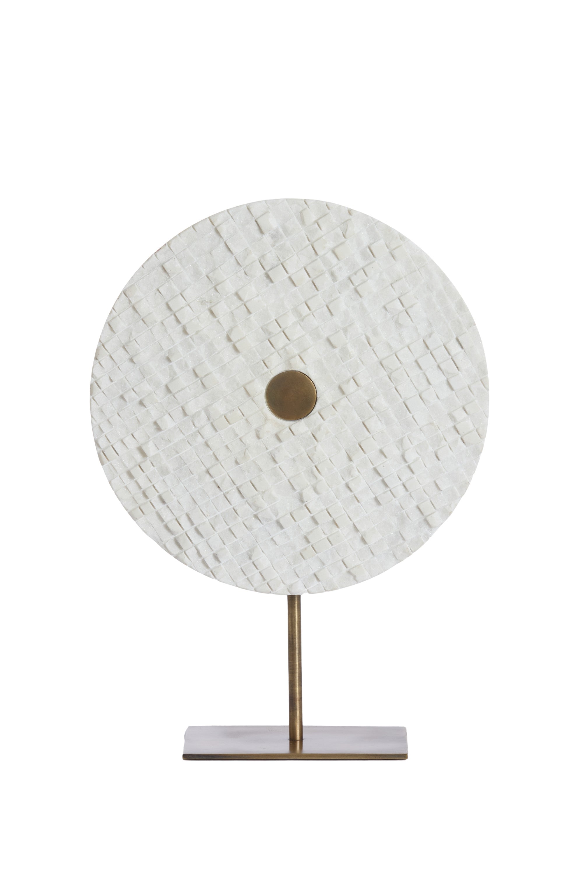 Yvo White Marble & Antique Bronze Ornament on Stand 50cm