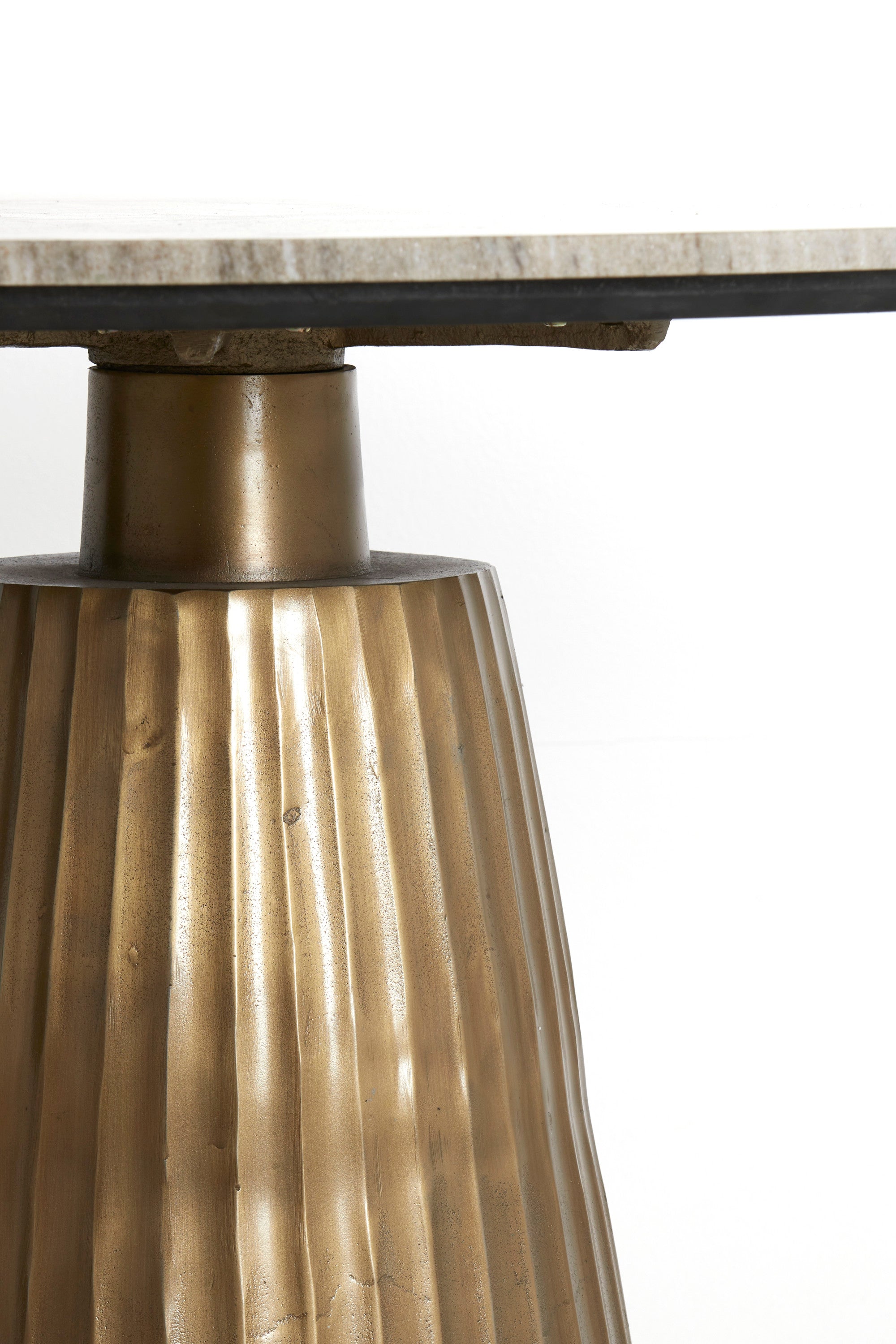 Rianne Taupe Marble & Antique Bronze Round Dining Table 100cm