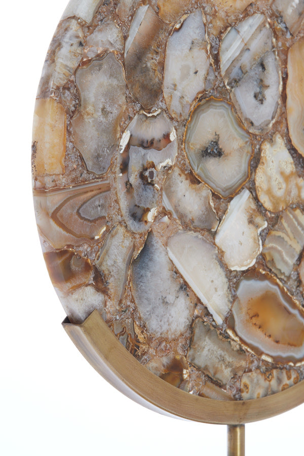 Gouya Yellow Agate & Antique Bronze Ornament on Stand 50cm