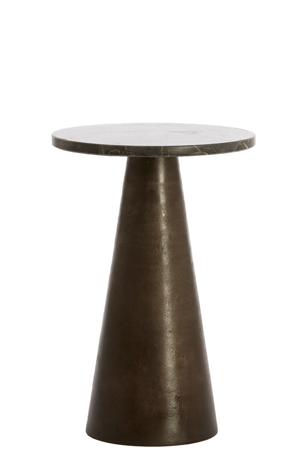 Ynez Dark Brown Marble Round Side Table 51cm
