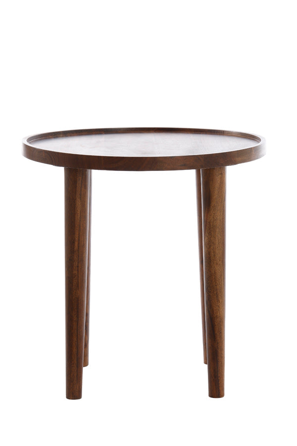 Qiano Brown Acacia Wood Round Side Table 45cm