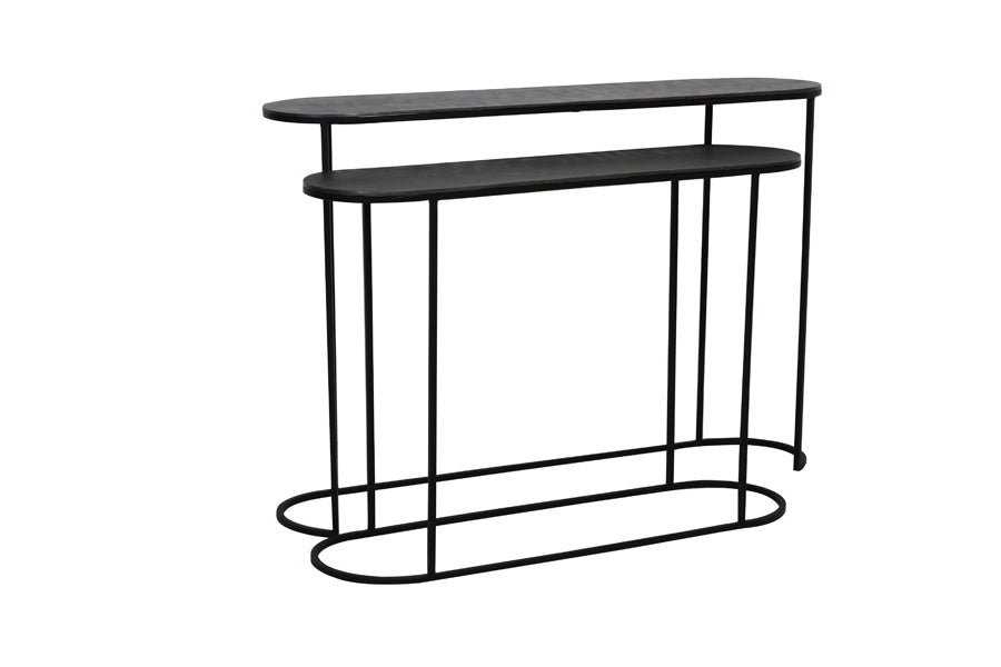 Bocov Set of 2 Antique Lead/Black Metal Console Tables