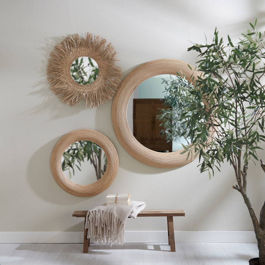 Piedre Natural Rattan Round Wall Mirror 109.5cm