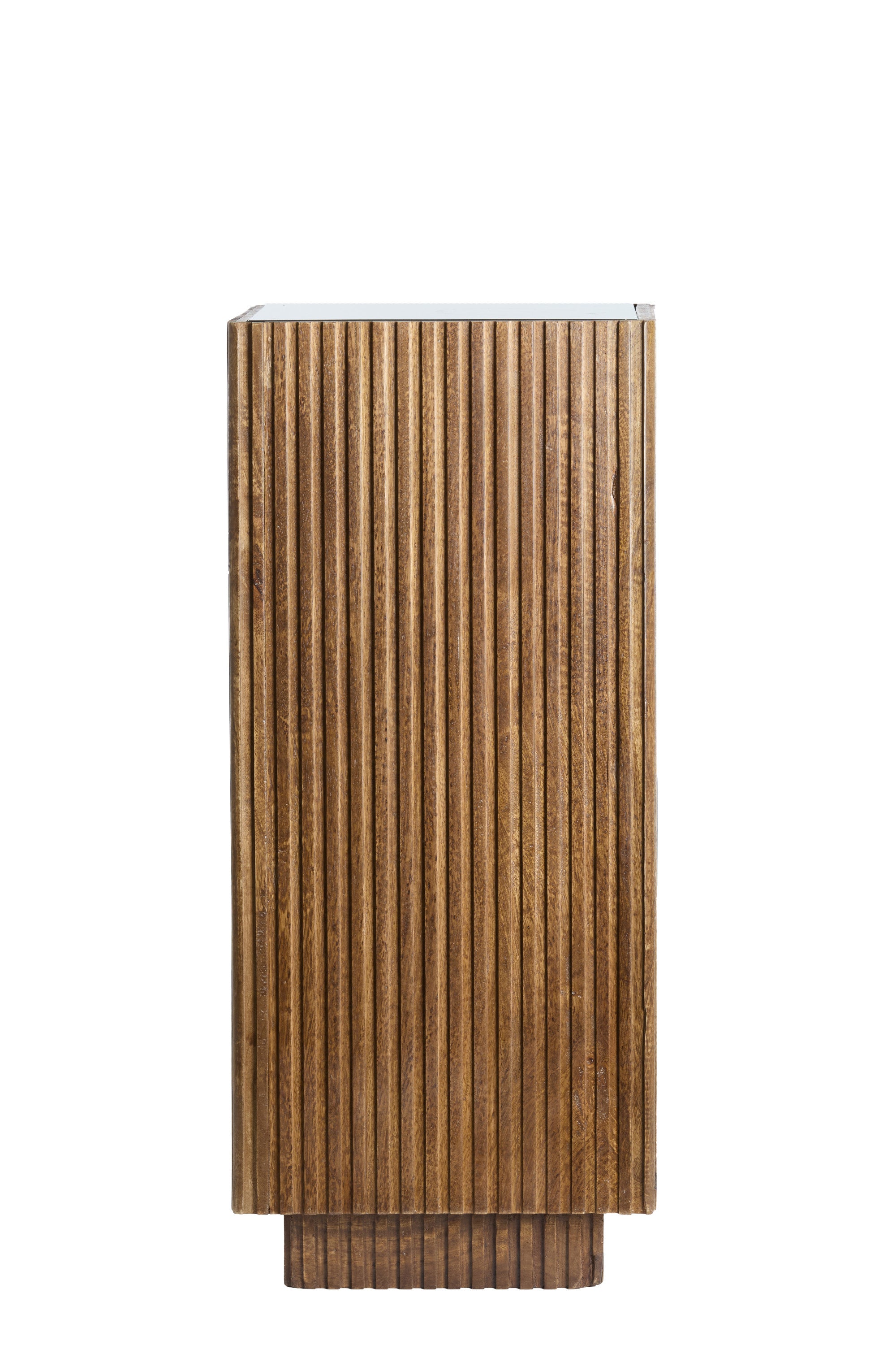 Gatura Dark Brown Wood & Glass Plinth 80cm