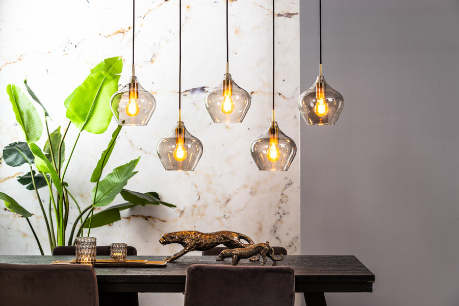 Rakel Antique Bronze & Smoked Glass 5 Light Pendant Light 104cm