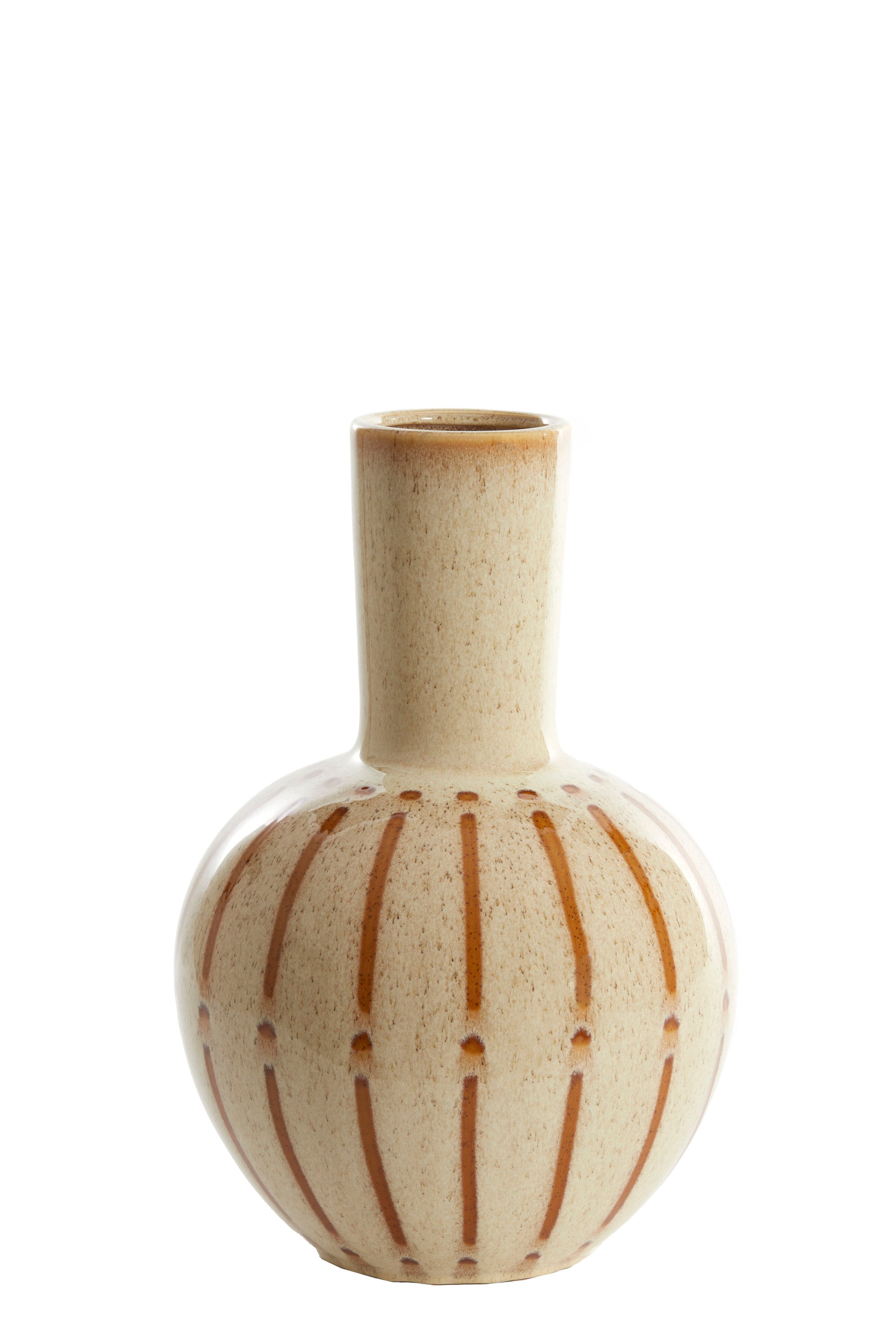 Ulloa Gloss Cream & Brown Ceramic Vase 42cm