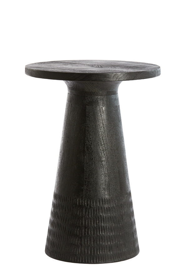 Paxos Matt Black Wood Round Side Table