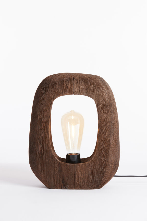 Kelafo Chocolate Brown Wood Table Lamp 30cm