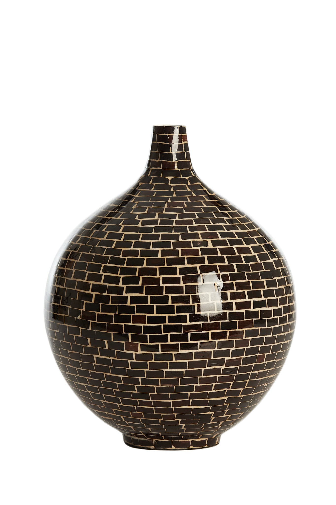 Elorza Dark Brown & Natural Bamboo Vase 35cm