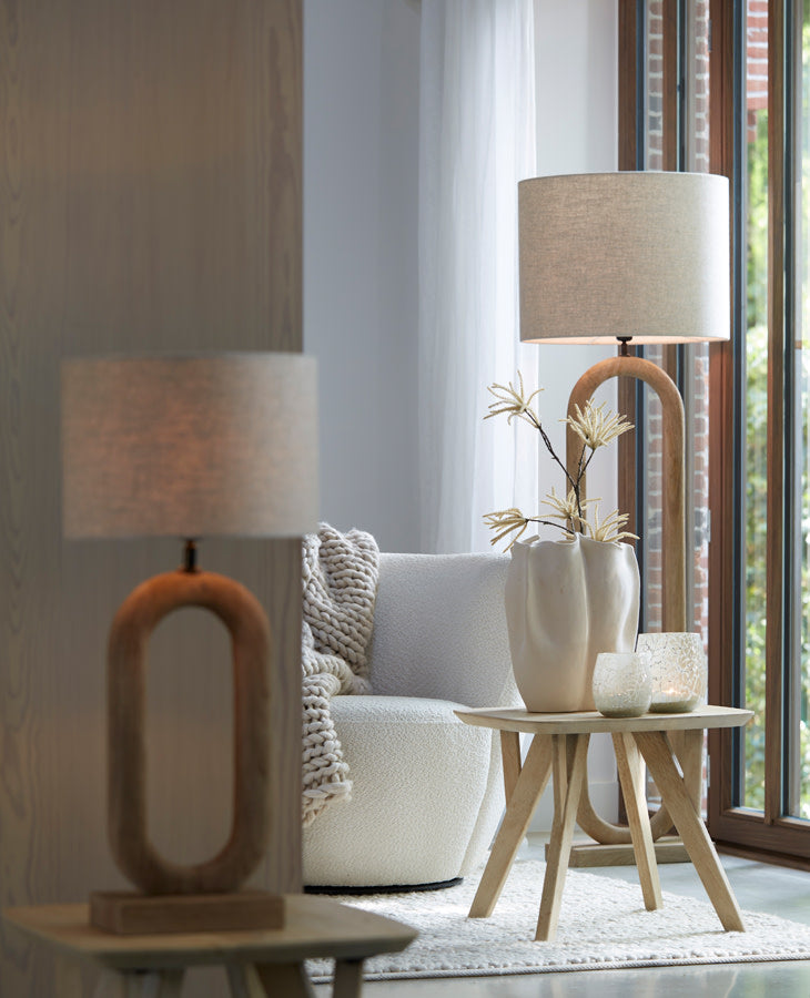 Paceco Matt Natural Wood Floor Lamp Base
