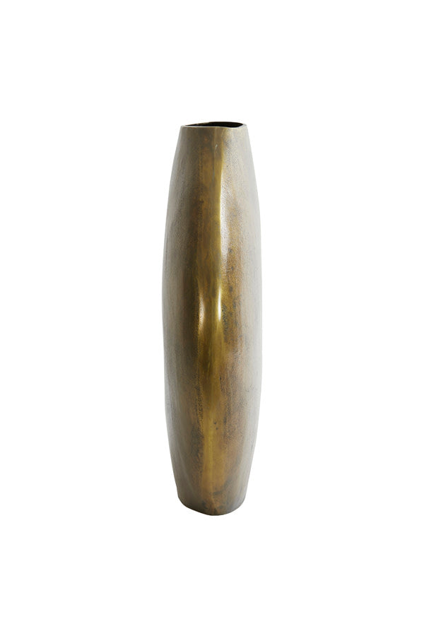 Positano Oval Flat Antique Bronze Metal Vase 53cm