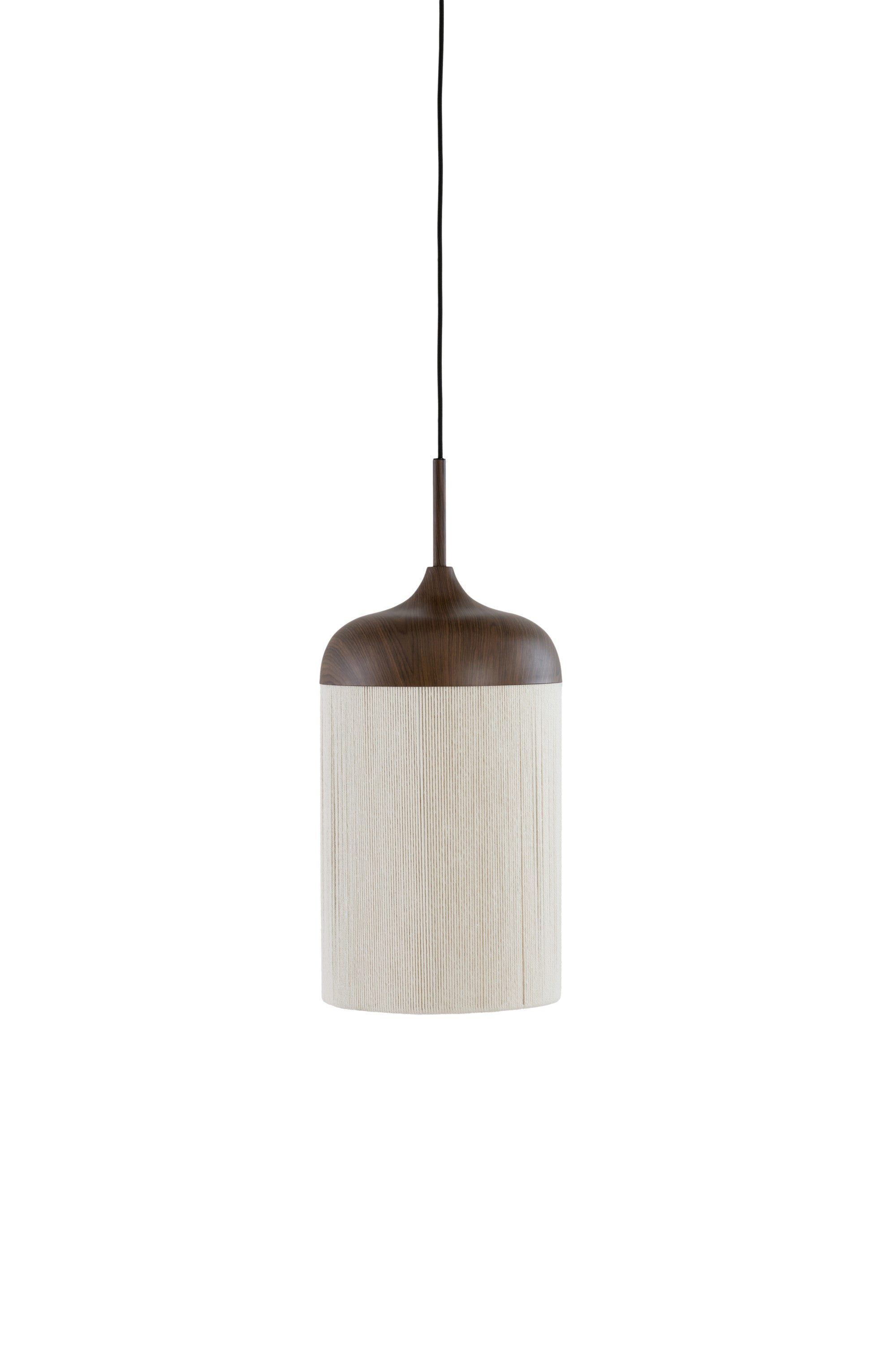 Dania Dark Brown Wood Effect & Cream Rope Pendant Light 16cm