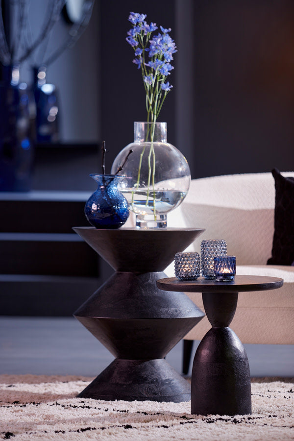 Torir Matt Black Mango Wood Round Side Table