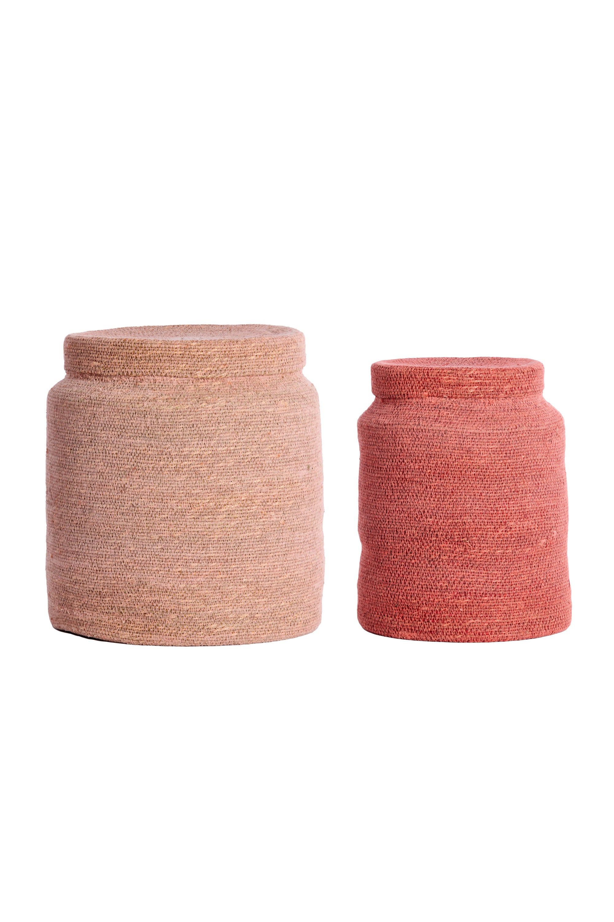 Betania Set of 2 Pink Seagrass Storage Baskets