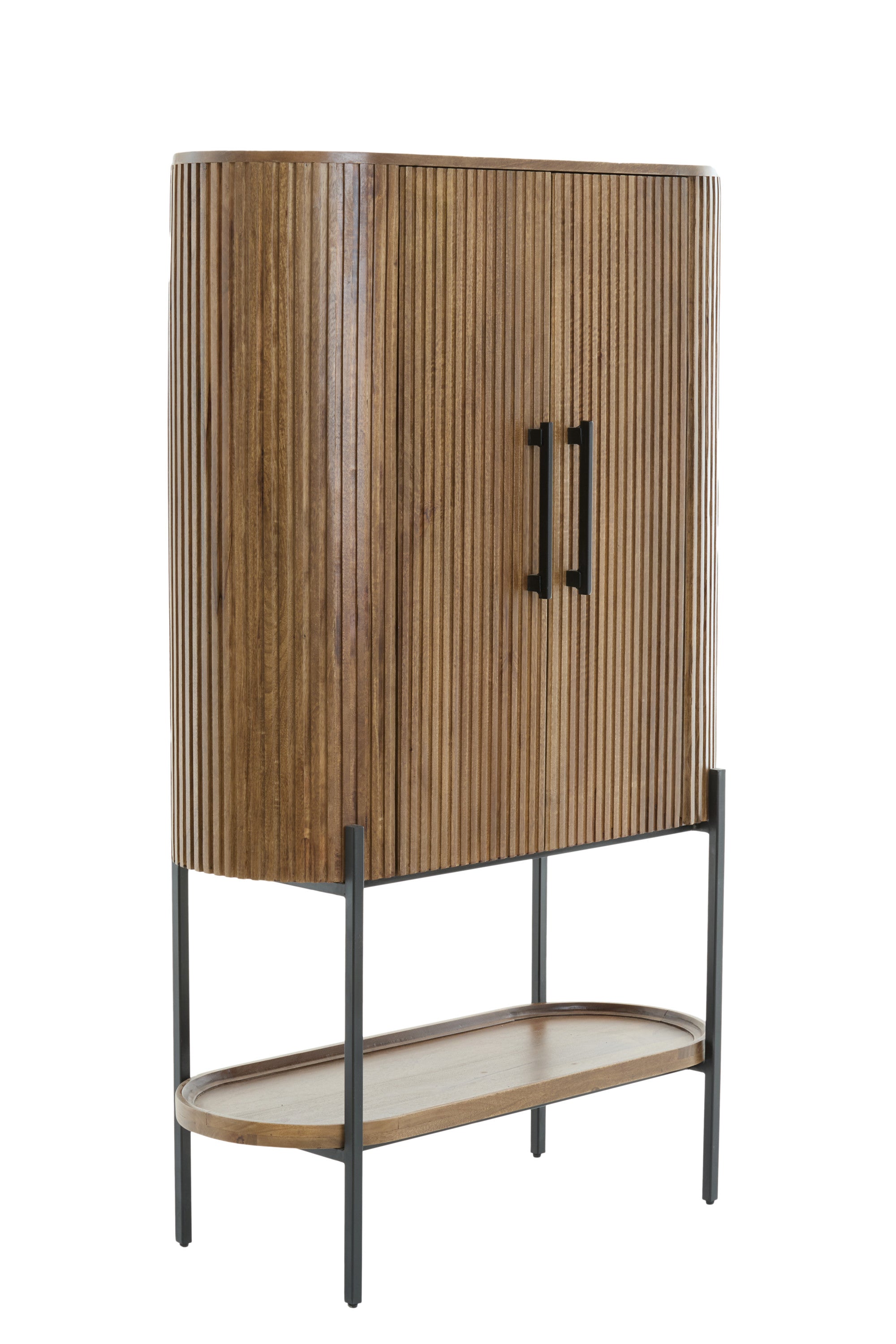 Dumosi Dark Brown Wood Storage Cabinet 165cm