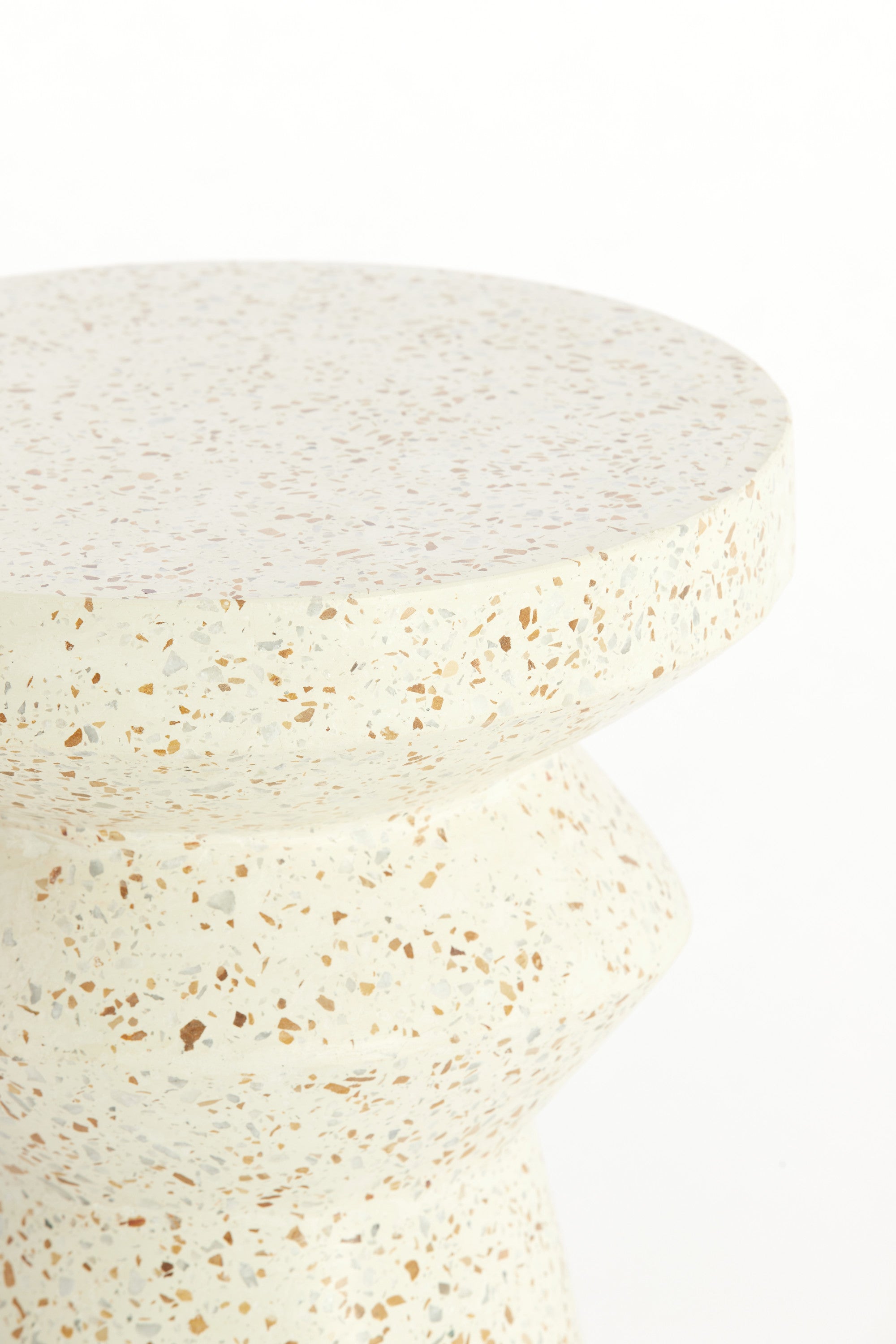 Sella Cream Terrazzo Geometric Round Side Table