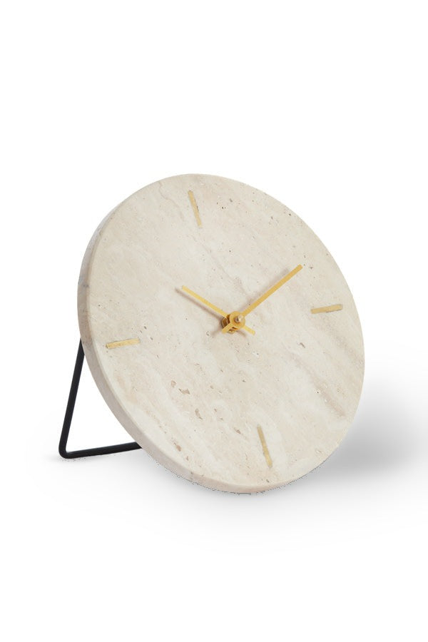 Jenay Sand Travertine Table Clock 20cm