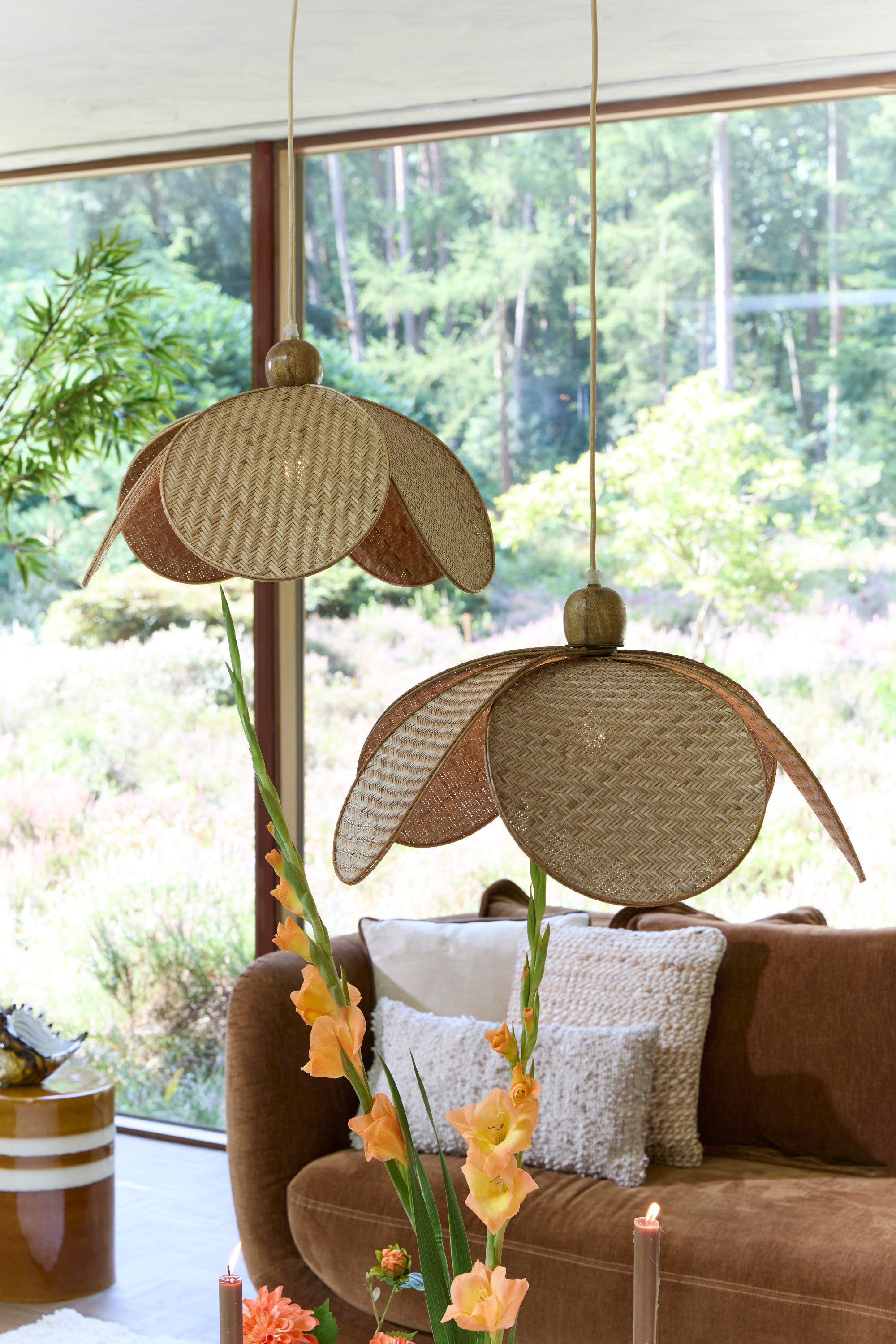 Lavrio Webbing Natural & Wood Pendant Light 60.5cm